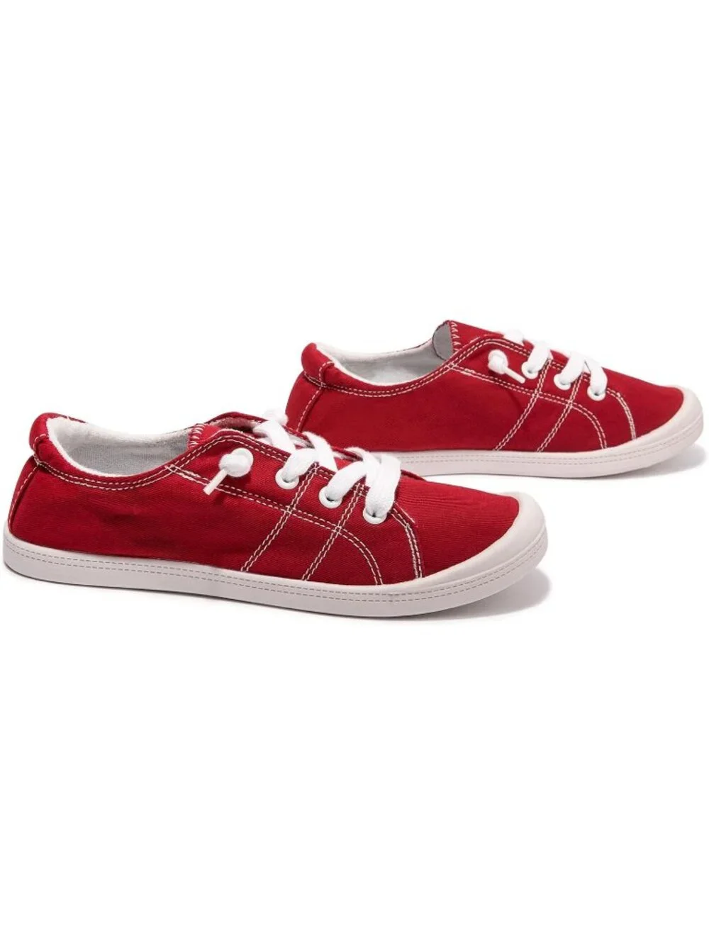 Women's Red Tennis Shoes Classic Canvas Low Top Athletic Running Sneakers